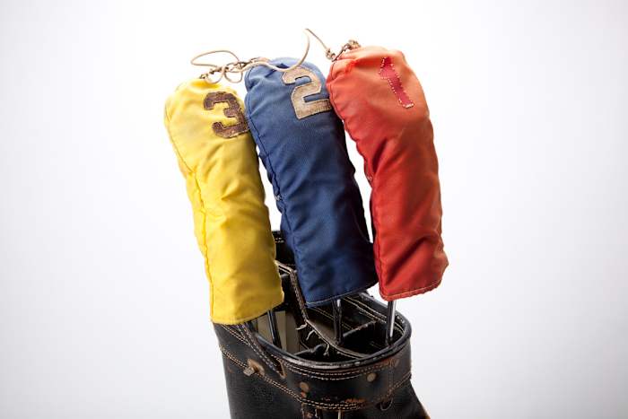 Headcovers and golf bag owned by Althea Gibson, the first African-American women's professional golfer.